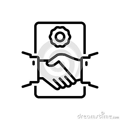 Black line icon for Deal Agreement, handshake and partnership Vector Illustration