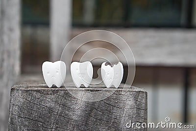 Icon of decayed tooth and healthy tooth Stock Photo