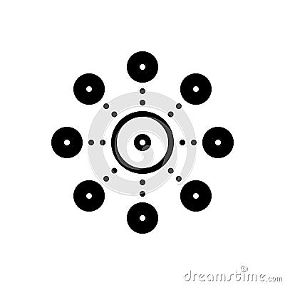 Black solid icon for Decentralization, server and network Vector Illustration