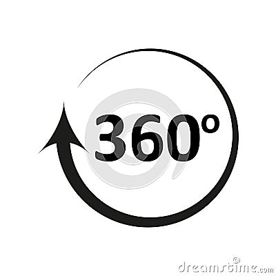 icon with 360 degree circular arrow. Vector illustration. Vector Illustration