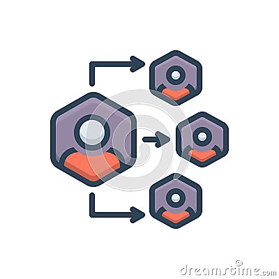 Color illustration icon for Delegation, organization and authorize Cartoon Illustration