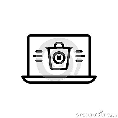 Black line icon for Delete, remove and document Vector Illustration