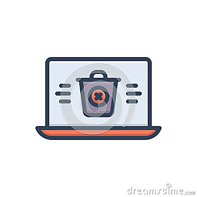Color illustration icon for Delete, remove and software Cartoon Illustration