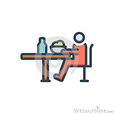 Color illustration icon for depending, bottle and table Cartoon Illustration