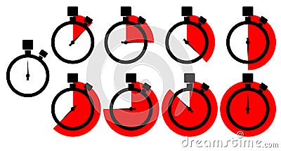 Timers icon set. Stopwatch symbol. Vector countdown circle clock counter timer Vector Illustration