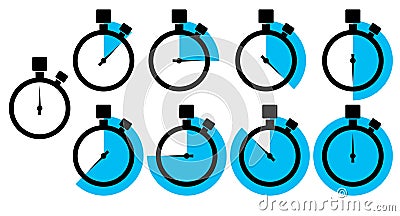 Timers icon set. Stopwatch symbol. Vector countdown circle clock counter timer Vector Illustration