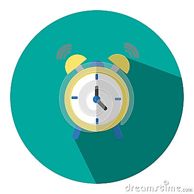 The icon is a desktop alarm clock icon. Can be used in the media. Vector Illustration