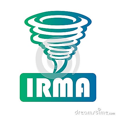 Logo of a multi-colored tornado with an inscription Irma on a white background Vector Illustration