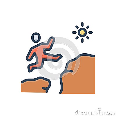 Color illustration icon for Determination, jump and courage Vector Illustration