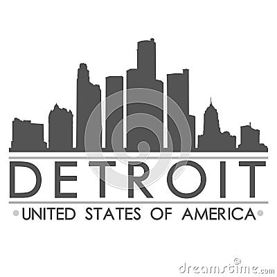 Detroit Skyline Silhouette Design City Vector Art Vector Illustration