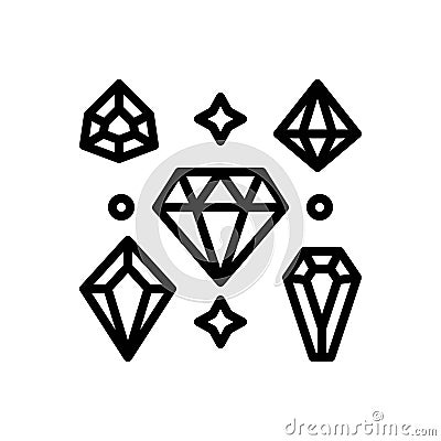 Black line icon for Diamonds, shine and crystal Stock Photo