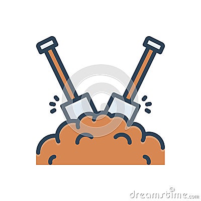 Color illustration icon for Dirt, filth and shovel Cartoon Illustration