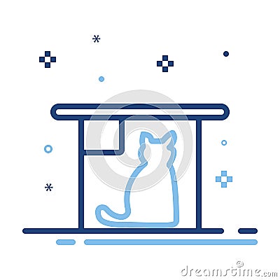 An icon of Disaster earthquake safety cat protection table under Vector Illustration