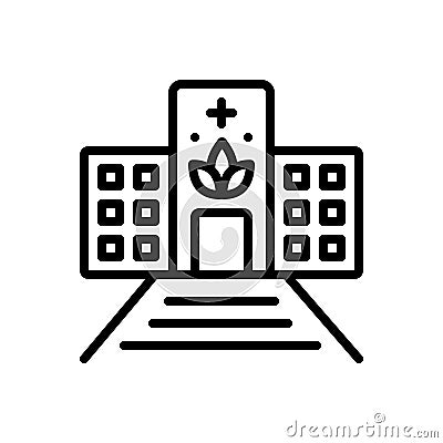 Black line icon for Dispensaries, dispensary and ambulatory Vector Illustration