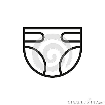 Icon for disposable baby or adult diapers. Simple linear vector illustration on a white background Vector Illustration