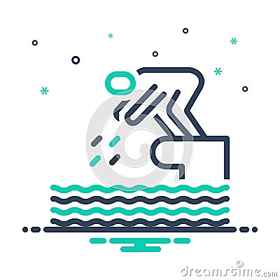 Mix icon for Dive, plunge and jump Stock Photo