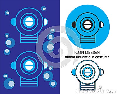 Diving helmet old costume icon design Cartoon Illustration