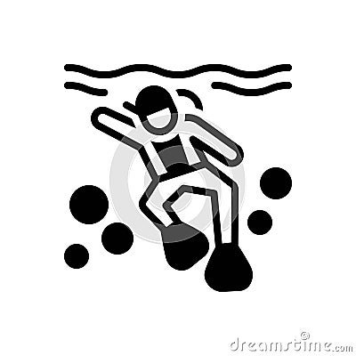 Black solid icon for Diving, plunge and ocean Vector Illustration