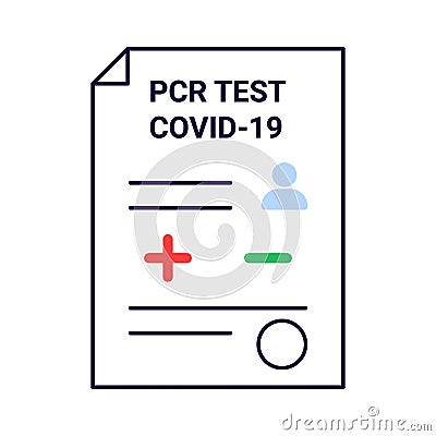 Icon document check health on covid-19, result pcr test. Individual test on coronavirus. Vector Vector Illustration