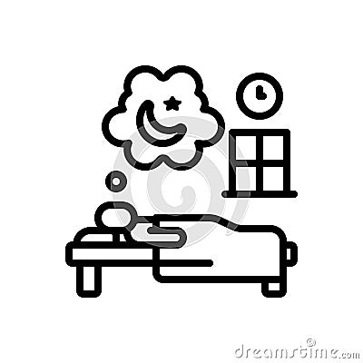 Black line icon for Dream, daydream and sleep Vector Illustration