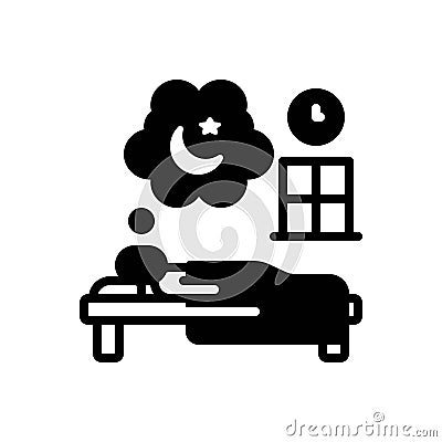 Black solid icon for Dream, daydream and night Vector Illustration