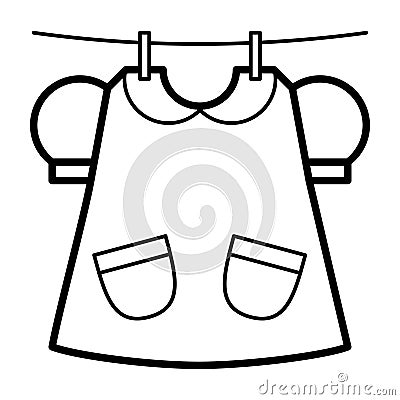Icon with dress dries on clothespins. Vector Illustration