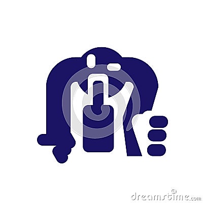 Icon a drunk man crawling on his knees for a bottle of alcohol, signs, Vector illustration for print or website design Vector Illustration