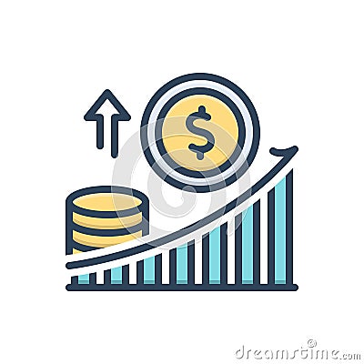 Color illustration icon for Economics, growth and increase Vector Illustration