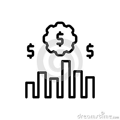 Black line icon for Economies, growth and financial Vector Illustration