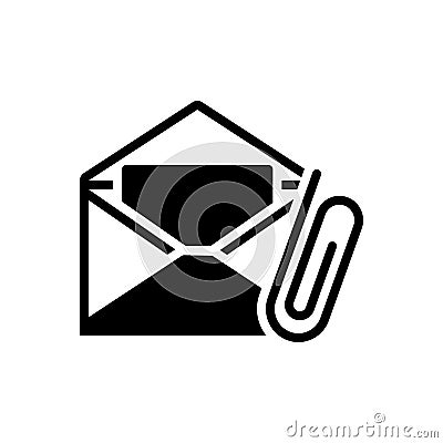 Black solid icon for Email Attachment, attach and clip Stock Photo