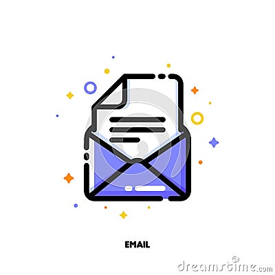 Icon of email for help and support concept. Flat filled outline Vector Illustration