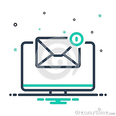 mix icon for Email Symbol On Monitor Screen, apprise and enlighten Vector Illustration