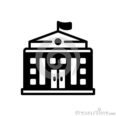 Black solid icon for Embassy, consulate and palace Vector Illustration