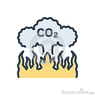 Color illustration icon for emission, gas and dioxide Cartoon Illustration