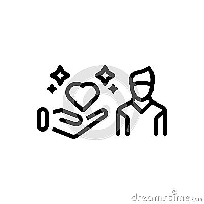 Black line icon for Empathy, sympathy and heart Vector Illustration