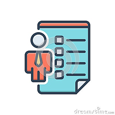 Color illustration icon for employee skills, proficiency and accomplishment Cartoon Illustration