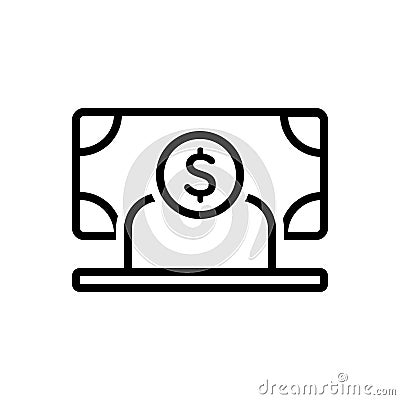 Black line icon for Employee Wages, salary and account Vector Illustration