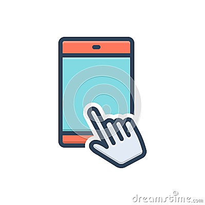Color illustration icon for Enables, phone and authorize Vector Illustration