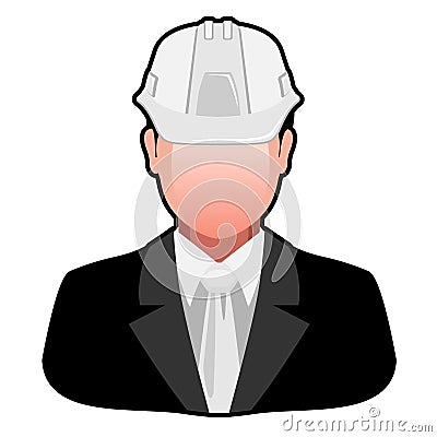 Icon Engineer in Safety Helmet Vector Illustration