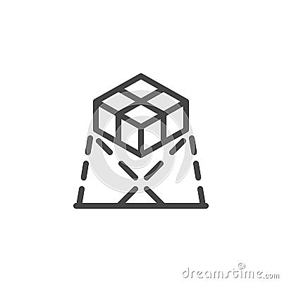 Icon on Engineering 3D modeling and Visualization. 3D Scanner. Such Line Sign as Scanning of 3D Object . Vector Icon for Vector Illustration