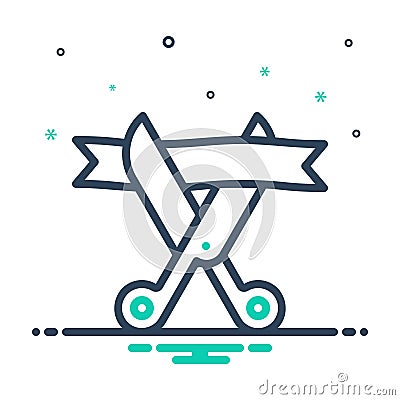Mix icon for Established, scissor and inaugural Vector Illustration