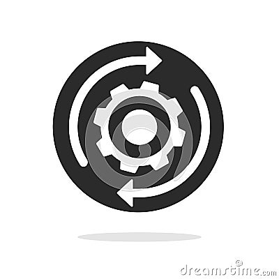 Icon of execute customization process vector graphic or implement integration change rotation cycle gear wheel pictogram symbol Vector Illustration
