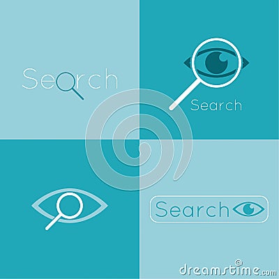 Icon eyes with a magnifying glass. Logo. Search Vector Illustration