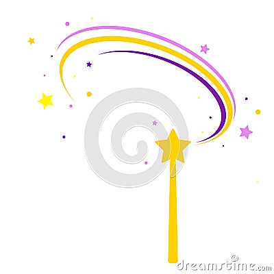 Icon fabulous magic wand fantastic, magician and conjurer`s wand. Symbol of miracle, magic Vector Illustration