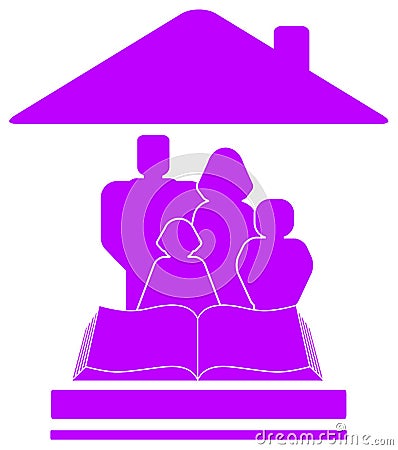 Icon with family, book and house Vector Illustration