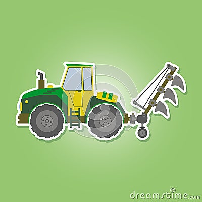 Icon with farm tractor Vector Illustration