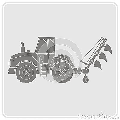 Icon with farm tractor Vector Illustration