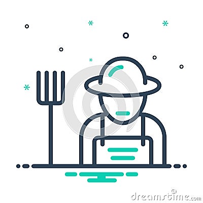 Mix icon for Farmer, peasant and grain Vector Illustration