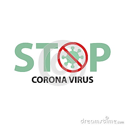 Icon Flat Coronavirus icon, Inscription COVID-19 on white background vector flat design,icon forbidden for coronavirus Stock Photo
