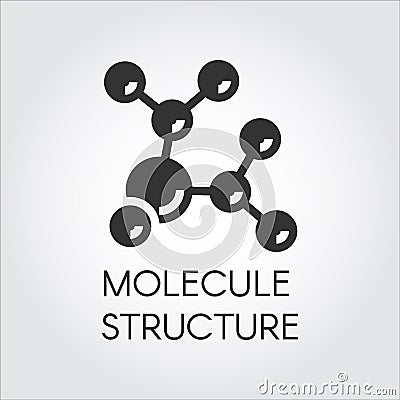 Icon in flat design of abstract molecular structure. Chemical compound black logo. Vector illustration Vector Illustration